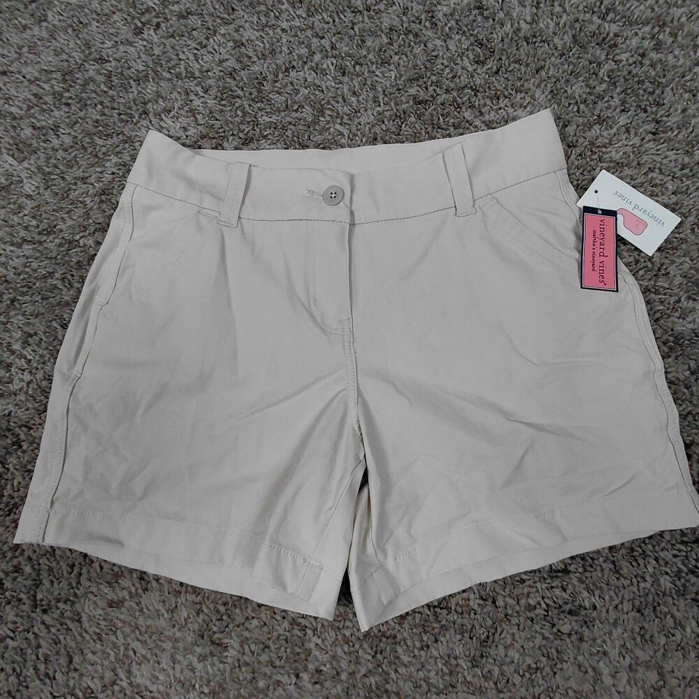 Vineyard Vines Performance 5” Shorts Womens 2 Stone Every Day Whale Chino